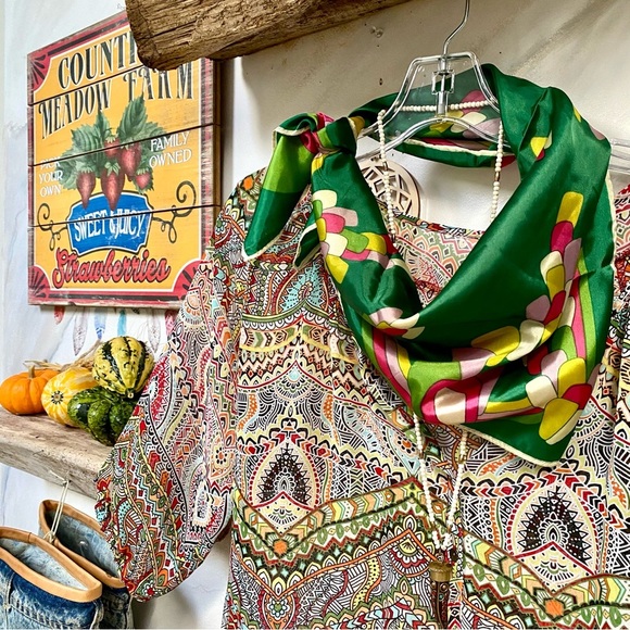 MADE IN JAPAN scarf/wrap w retro YTK midcentury boho vibe - Picture 8 of 16